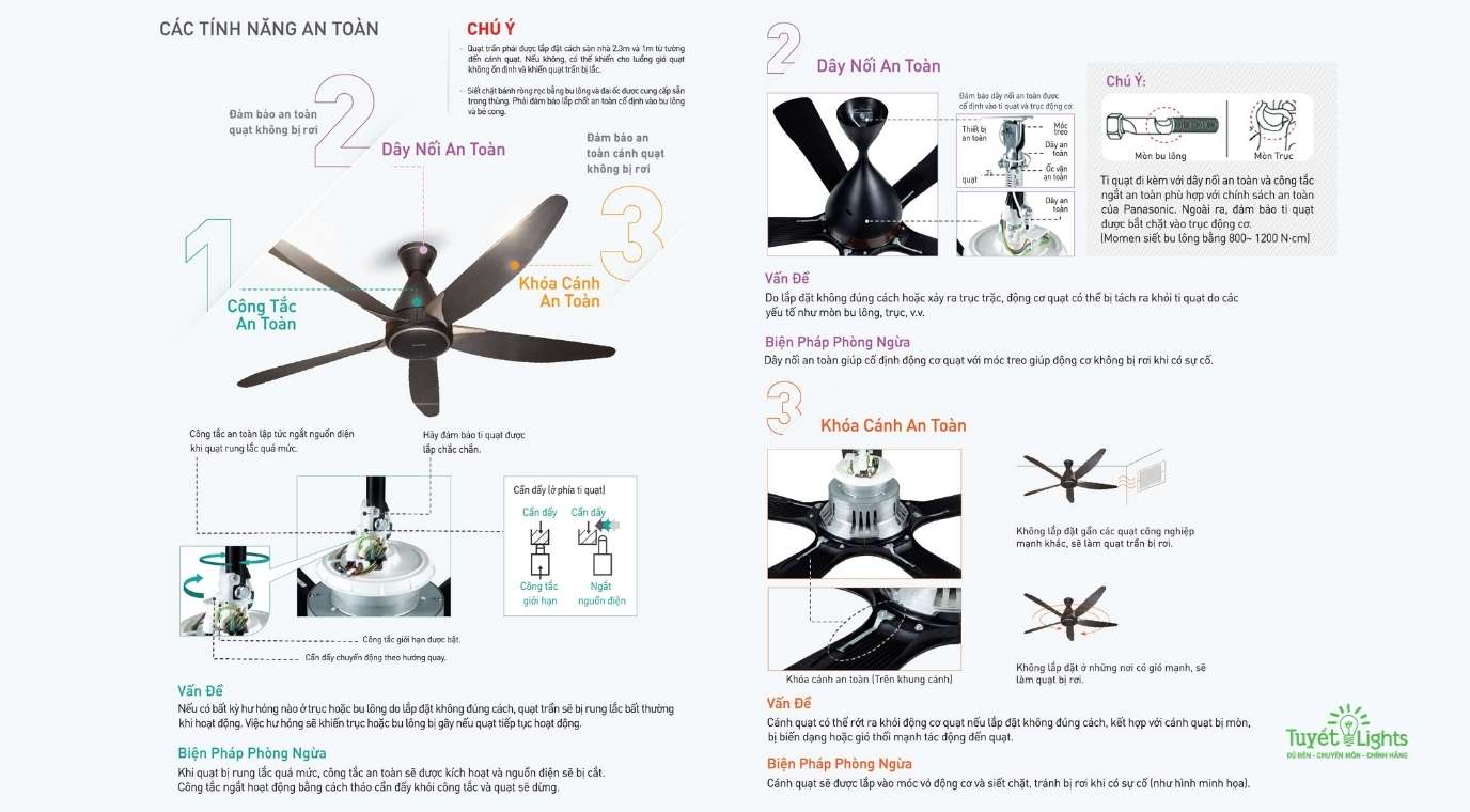 Quạt trần Panasonic được bảo vệ an toàn 3 cấp độ
